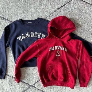 Girls Varsity Hoodie & Crew Top - Harvard (size 8/9)